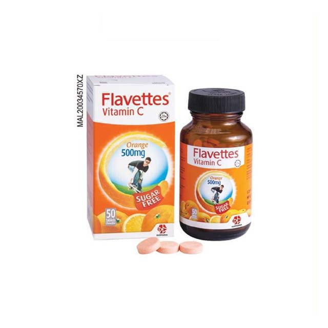 FLAVETTES C 500MG SUGARFREE ORANGE 50S