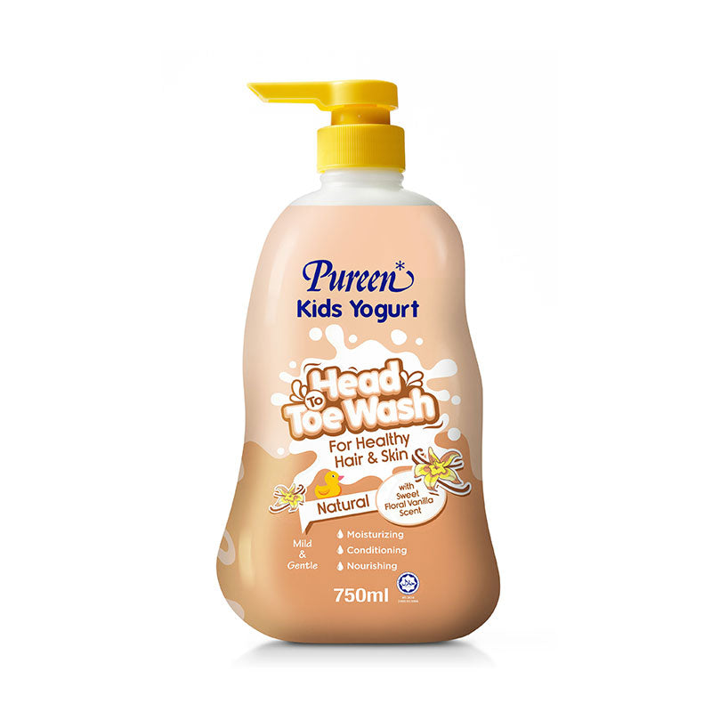 PUREEN KIDS YOGURT HEAD TO TOE WASH NATURAL 750ML