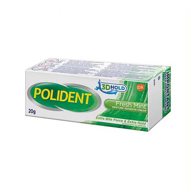 POLIDENT FRESH MINT DENTURE ADHESIVE CREAM 20G