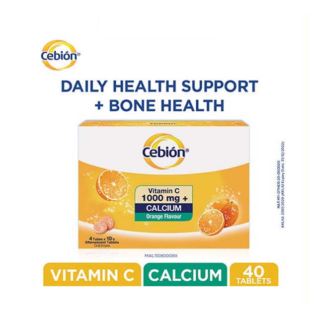 CEBION VITAMIN C 1000MG + CALCIUM EFFERVESCENT TAB ORANGE 10SX4
