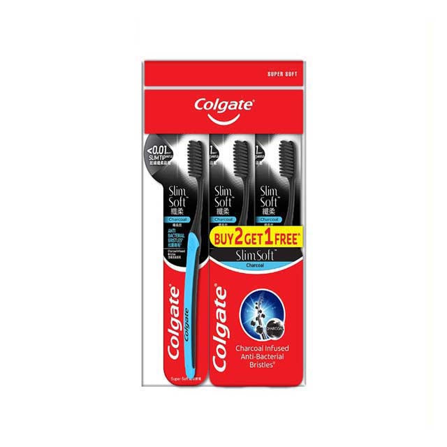 COLGATE TOOTHBRUSH SLIM SOFT CHARCOAL ULTRA SOFT 3S