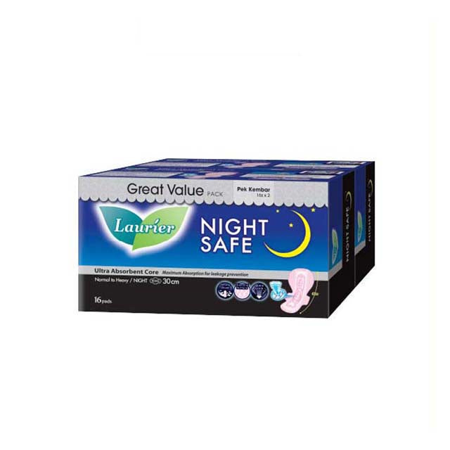 LAURIER SOFT CARE NIGHTSAFE WING 30CM 16SX2