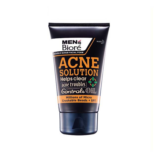 BIORE MENS DOUBLE SCRUB FACIAL FOAM ACNE SOLUTION 100G