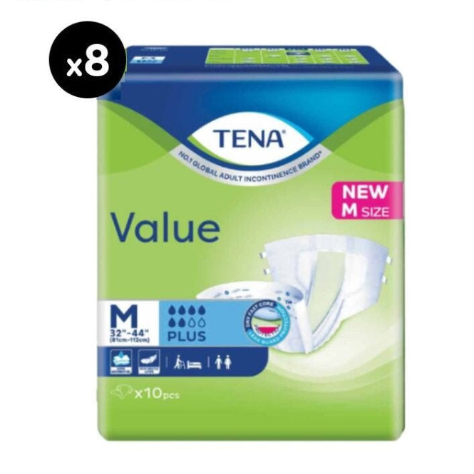 Tena value adult diaper M (8s x 8)
