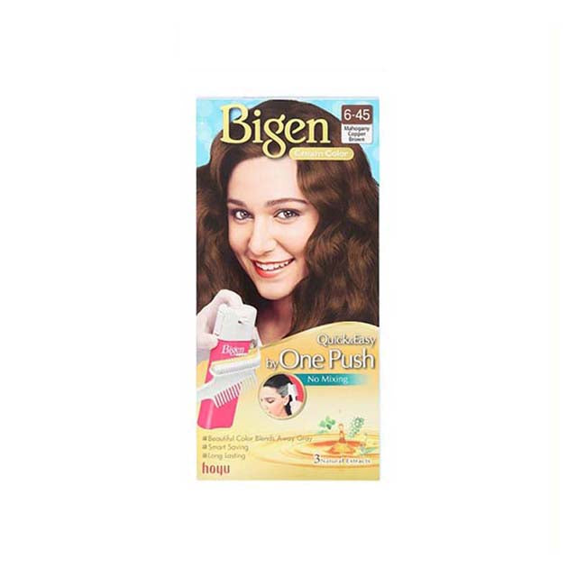 BIGEN ONE PUSH HAIR COLOR 6-45 MAHOGANY COPPER BROWN