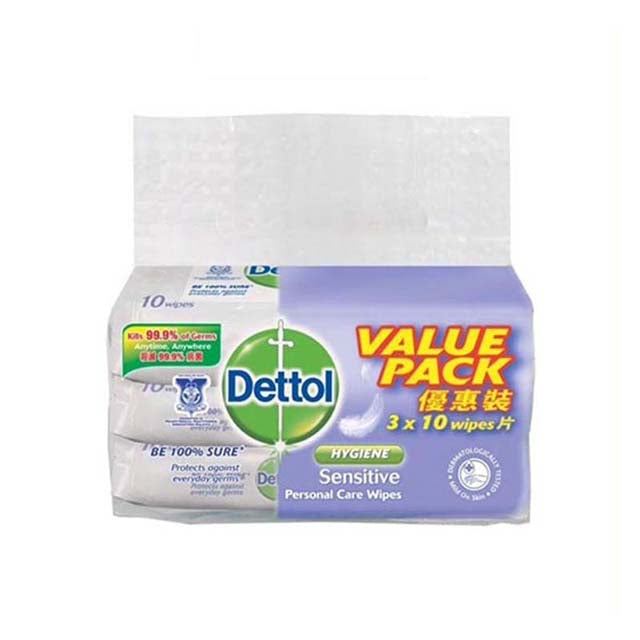 DETTOL WET WIPES SENSITIVE 10SX3