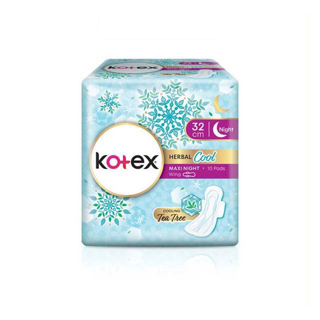 KOTEX HERBAL COOL MAXI NIGHT 32CM WING 10S