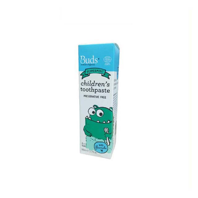 BUDS CHILDREN TOOTHPASTE FLUORIDE(3-12YEARS)PEPPERMINT 50ML