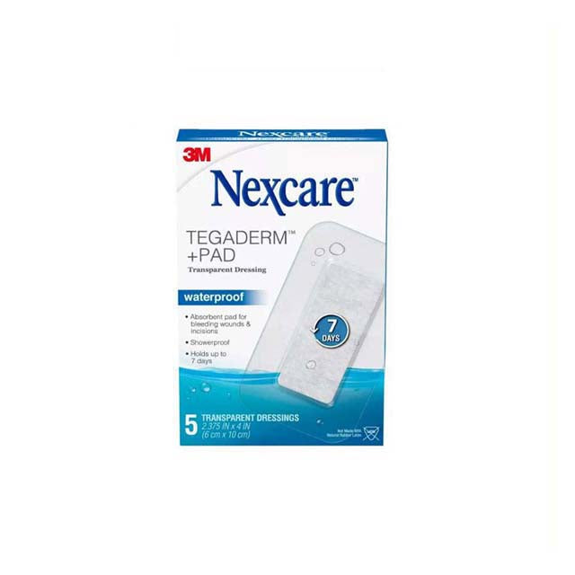 3M NEXCARE TEGADERM + PAD WATERPROOF DRESSING 6CMX10CM 5S