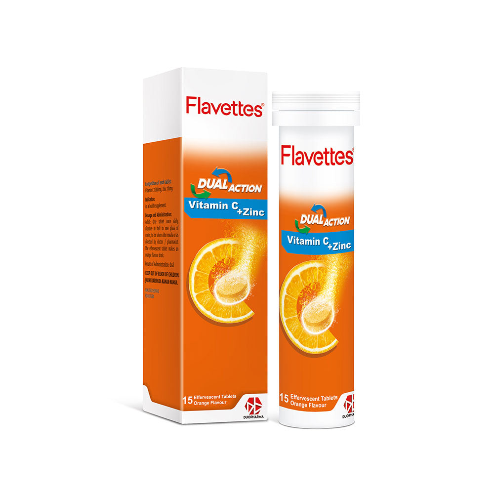 FLAVETTES EFFERVESCENT VIT C+ZINC 15S