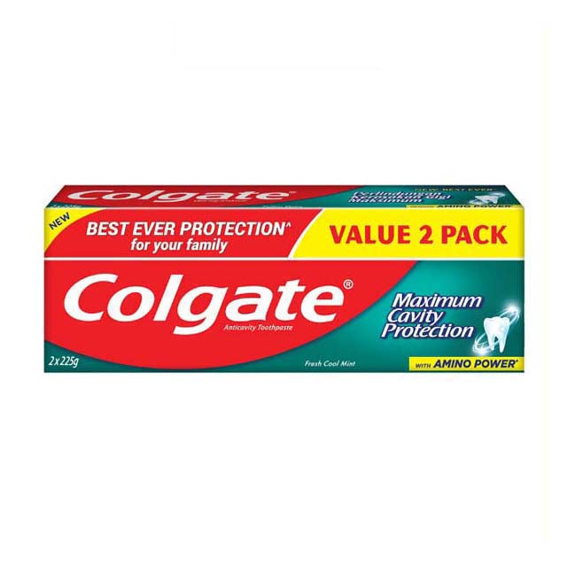 COLGATE TOOTHPASTE MAXIMUM CAVITY PROTECTION 225G 2S