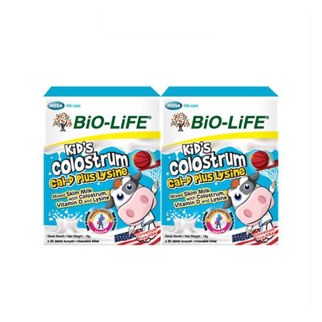 BIO-LIFE KIDS COLOSTRUM CAL-D+LYSINE 600MG 30SX2+PREMIUM
