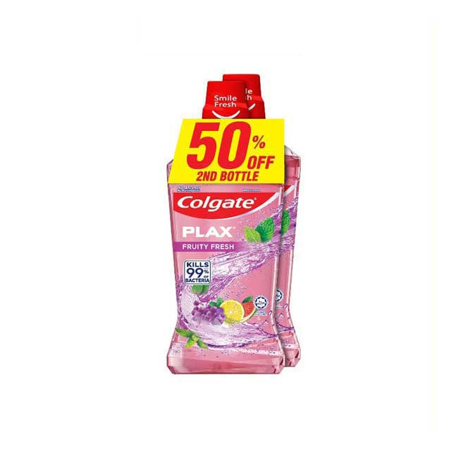 COLGATE PLAX MOUTHWASH FRUITY FRESH 750ML 2S