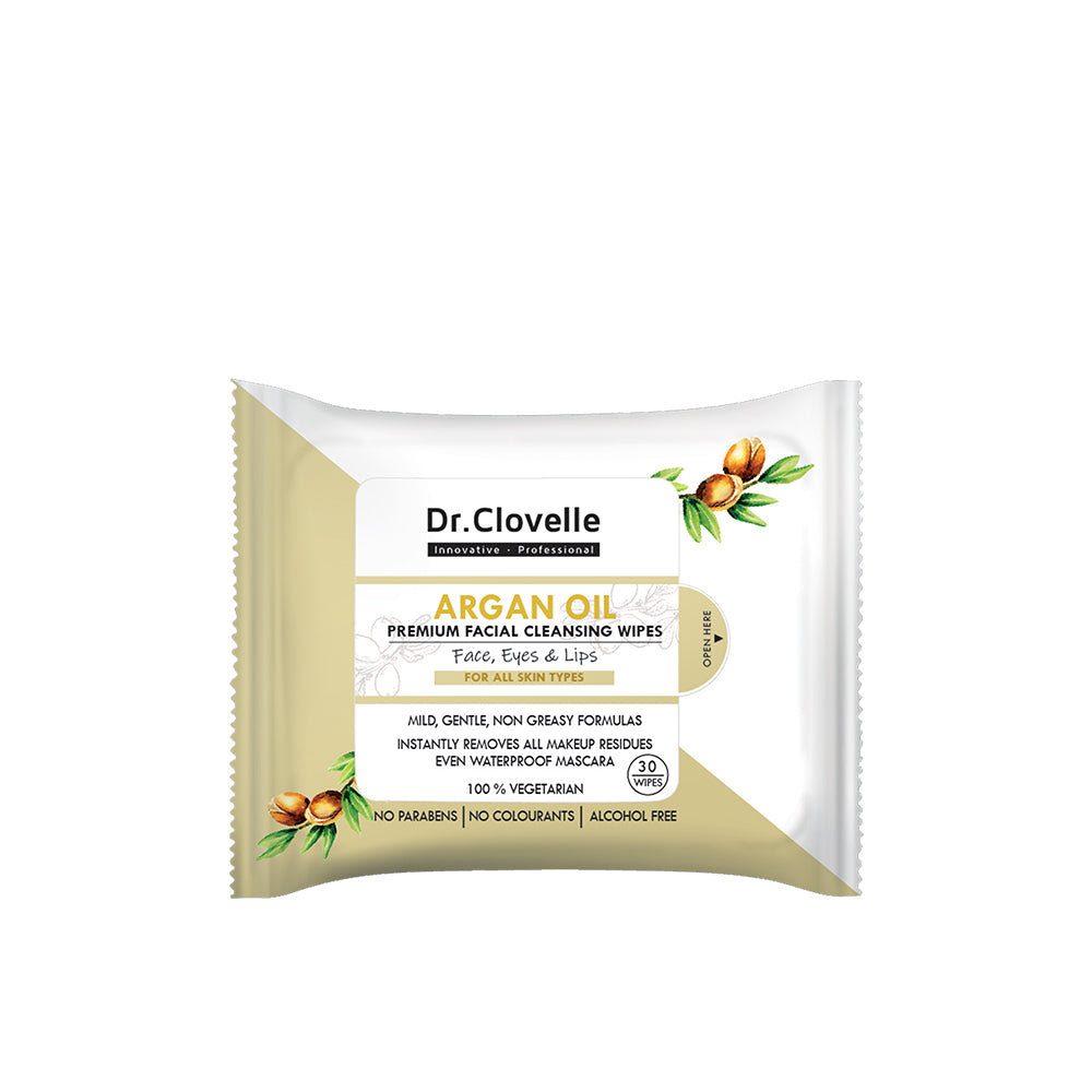 DR CLOVELLE ARGAN OIL FACIAL CLEANSING WIPES 30S