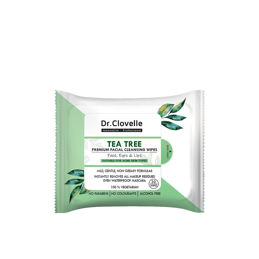 DR CLOVELLE TEA TREE FACIAL CLEANSING WIPES 30S