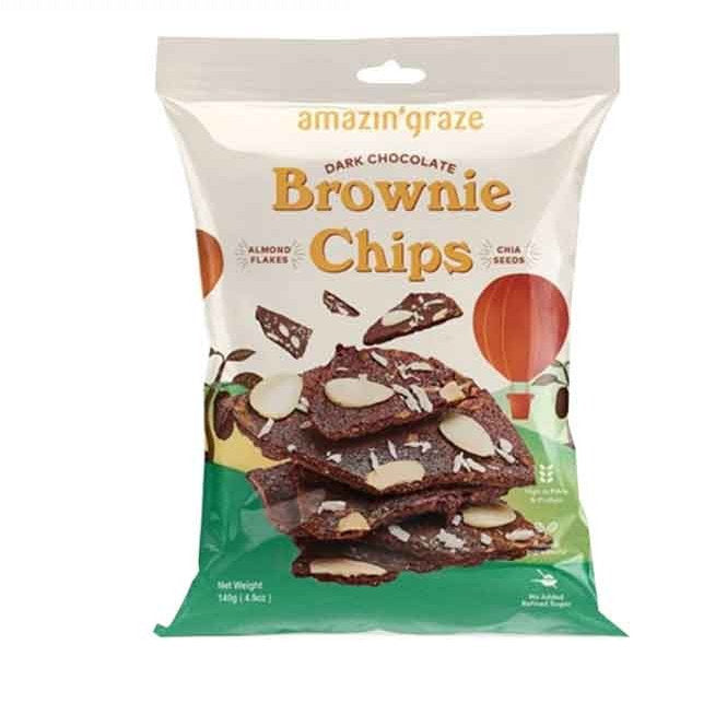 AMAZIN GRAZE DARK CHOCOLATE BROWNIE CHIPS 140G