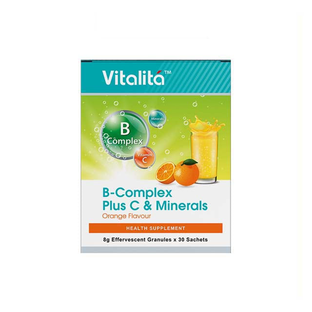 VITALITA VITAMIN B COMPLEX PLUS C & MINERAL EFFERVESCENT 30S