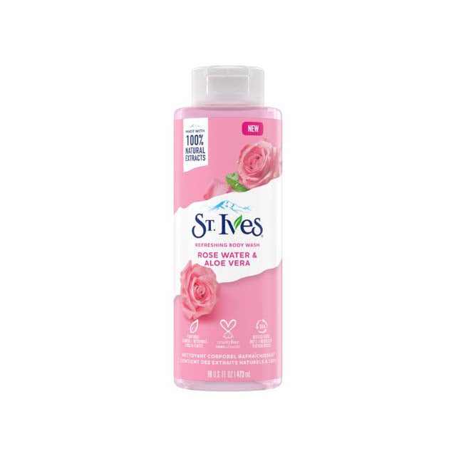 ST IVES BODY WASH ROSE WATER & ALOE VERA 450ML