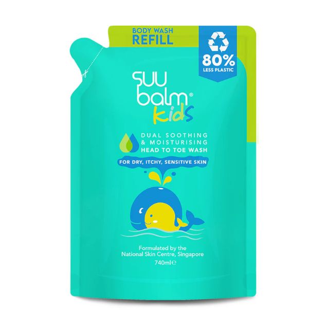 SUU BALM KIDS SOOTHING & MOISTURISING HEAD TO TOE WASH REFILL 740ML
