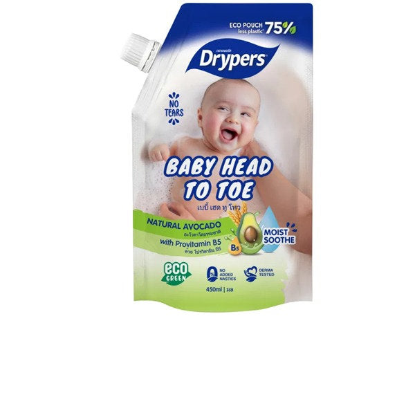 DRYPERS BABY HEAD TO TOE NATURAL AVOCADO 450ML