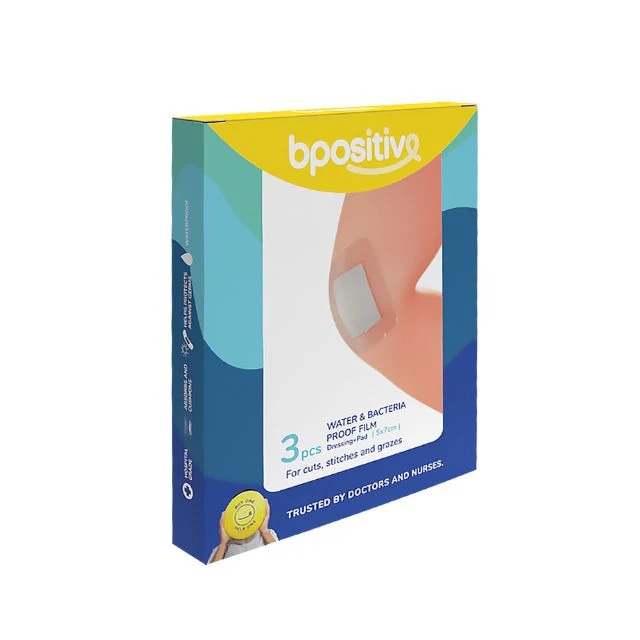 BPOSITIVE WATER&BACTERIA PROOF DRESSING PAD 5X7CM 3S