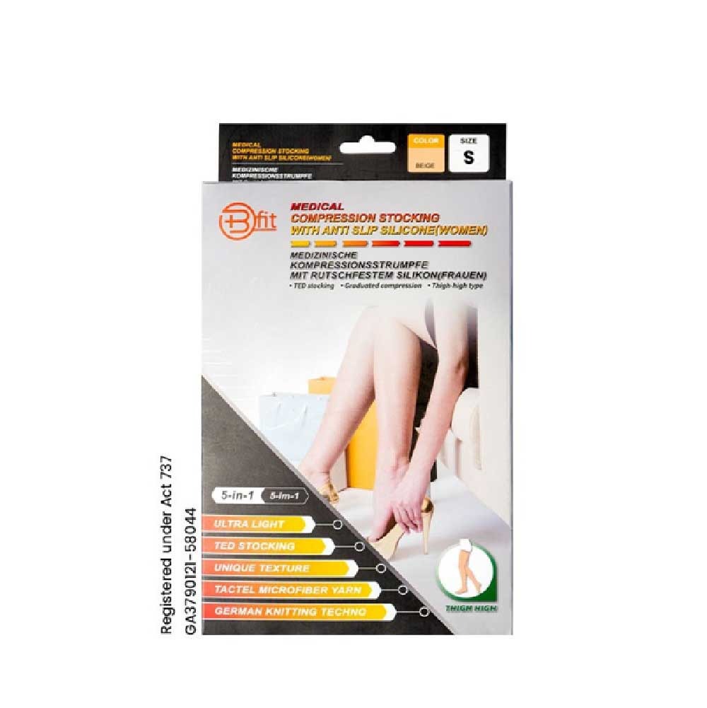 BFIT 5IN1 S183 MEDICAL COMPRESSION STOCK ING W/ANTI SLIP SILICONE - THIGH HIGH S