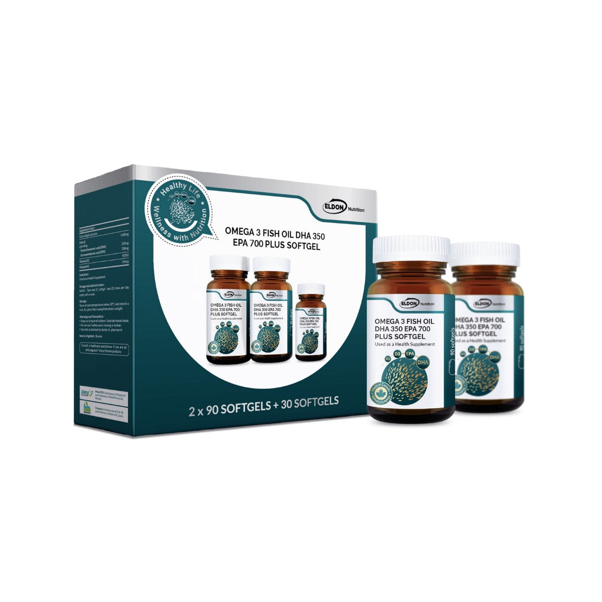 ELDON NUTRITION OMEGA 3 FISH OIL DHA 350 EPA 700 PLUS 2X90S+30S
