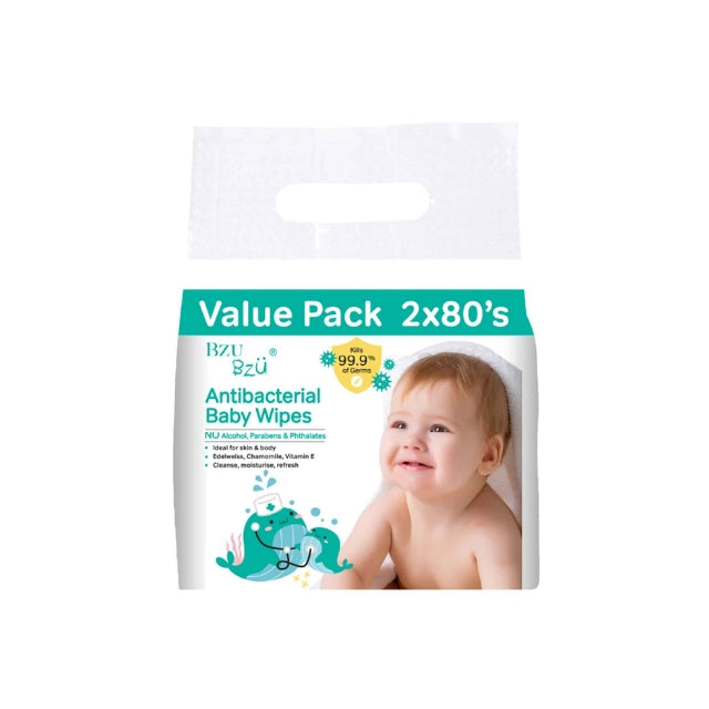 BZU BZU ANTIBACTERIAL BABY WIPES 80S X 2