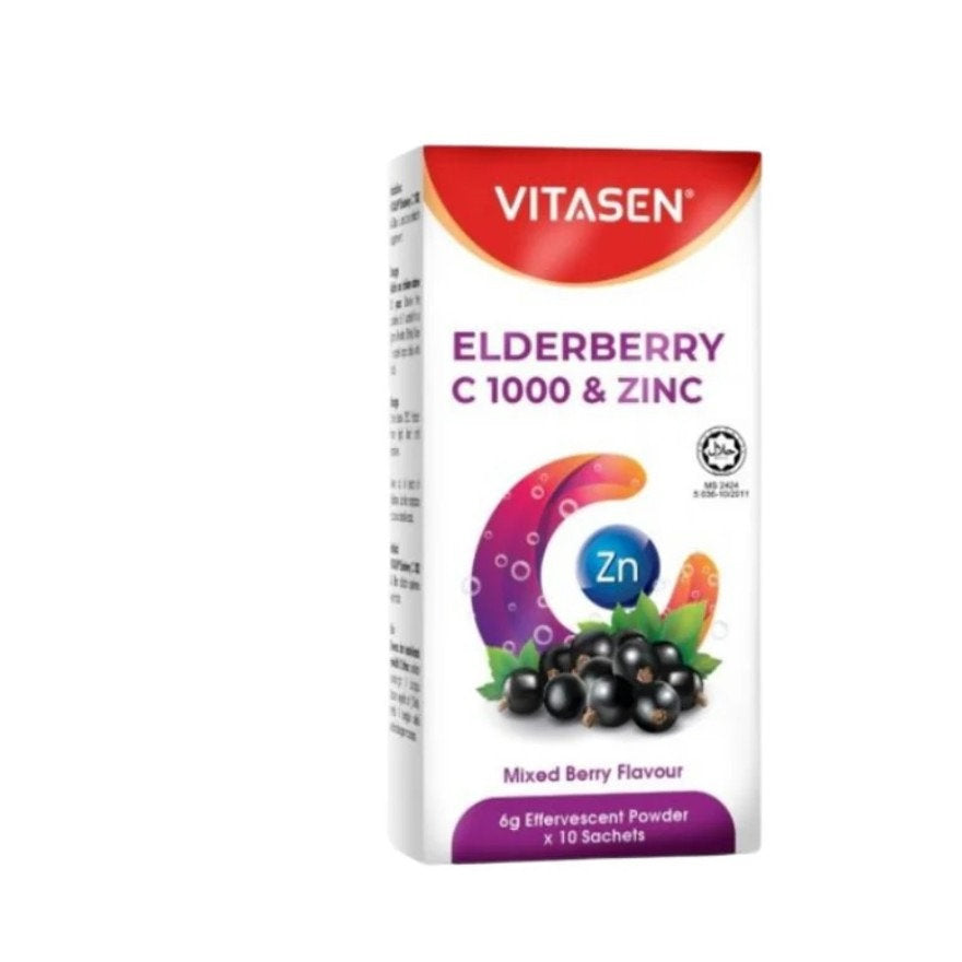 VITASEN ELDERBERRY + C 1000MG EFFERVESCENT POWDER 10S