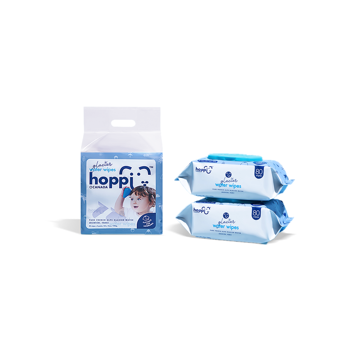 HOPPI GLACIER WATER WIPES 80S X 2
