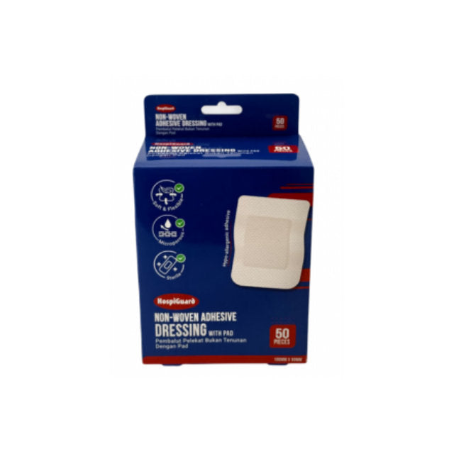 HOSPIGUARD ADHENSIVE WOUND DRESSING WITH PAD 100MM X 90MM (BPC10090)50S