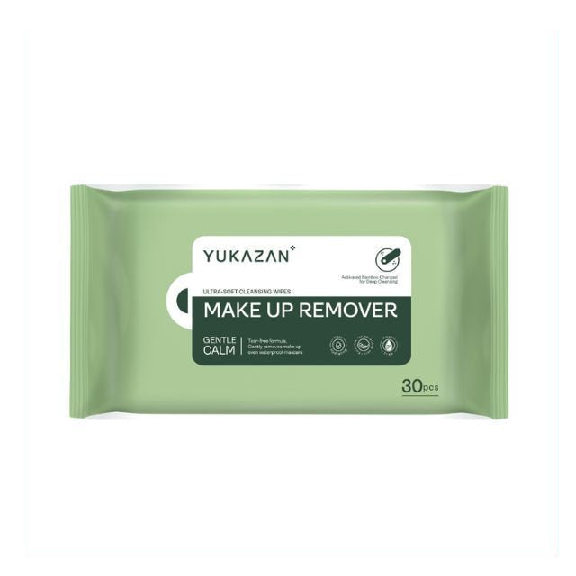 YUKAZAN ACTIVATED BAMBOO CHARCOAL MAKE UP REMOVER WIPES 30S