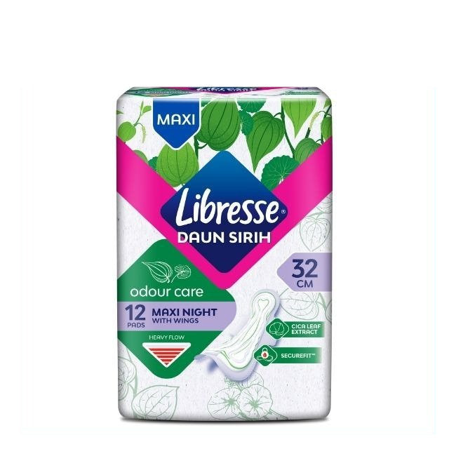 LIBRESSE DAUN SIRIH MAXI NIGHT 32CM WINGS 12S