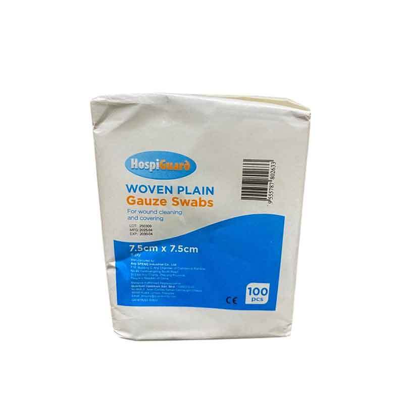 HOSPIGUARD WOVEN PLAIN GAUZE SWAB 8PLY 10CM X 10CM 100S