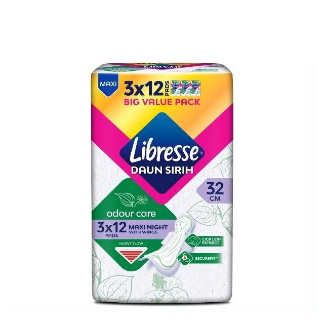 LIBRESSE DAUN SIRIH MAXI NIGHT 32CM WINGS 12SX3