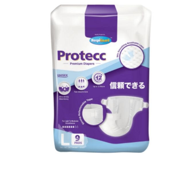 HOSPIGUARD PROTECC PREMIUM ADULT DIAPER L 9S X8