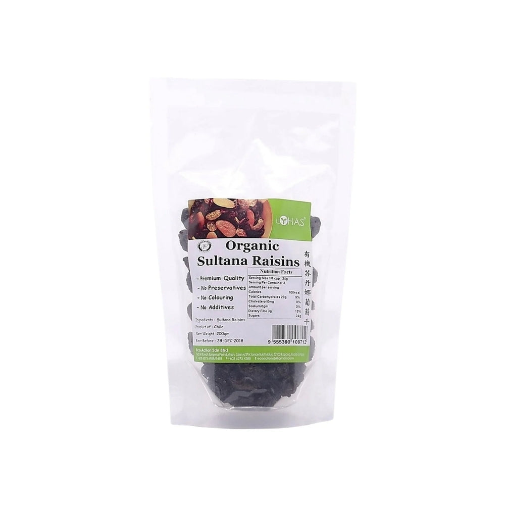 LOHAS ORGANIC SULTANA RAISINS 200G