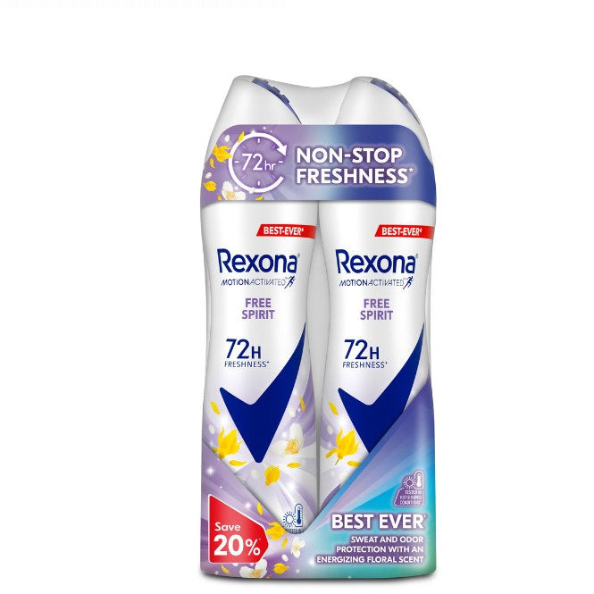 REXONA WOMEN DEODORANT SPRAY MOTIONACTIVED FREE SPIRIT 135ML 2S