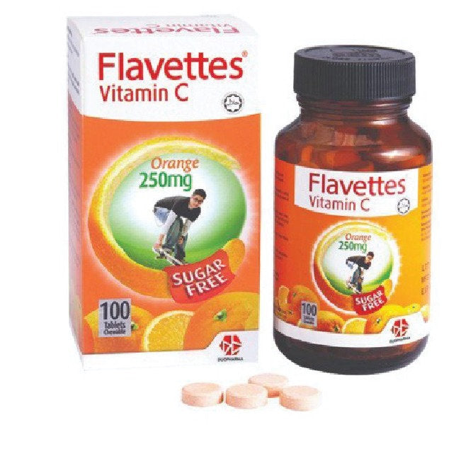 FLAVETTES VIT C 250MG SUGAR FREE ORANGE100S