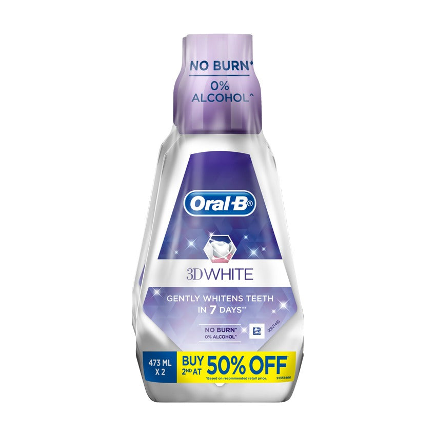 ORAL B 3D WHITE MOUTHWASH 500ML 2S