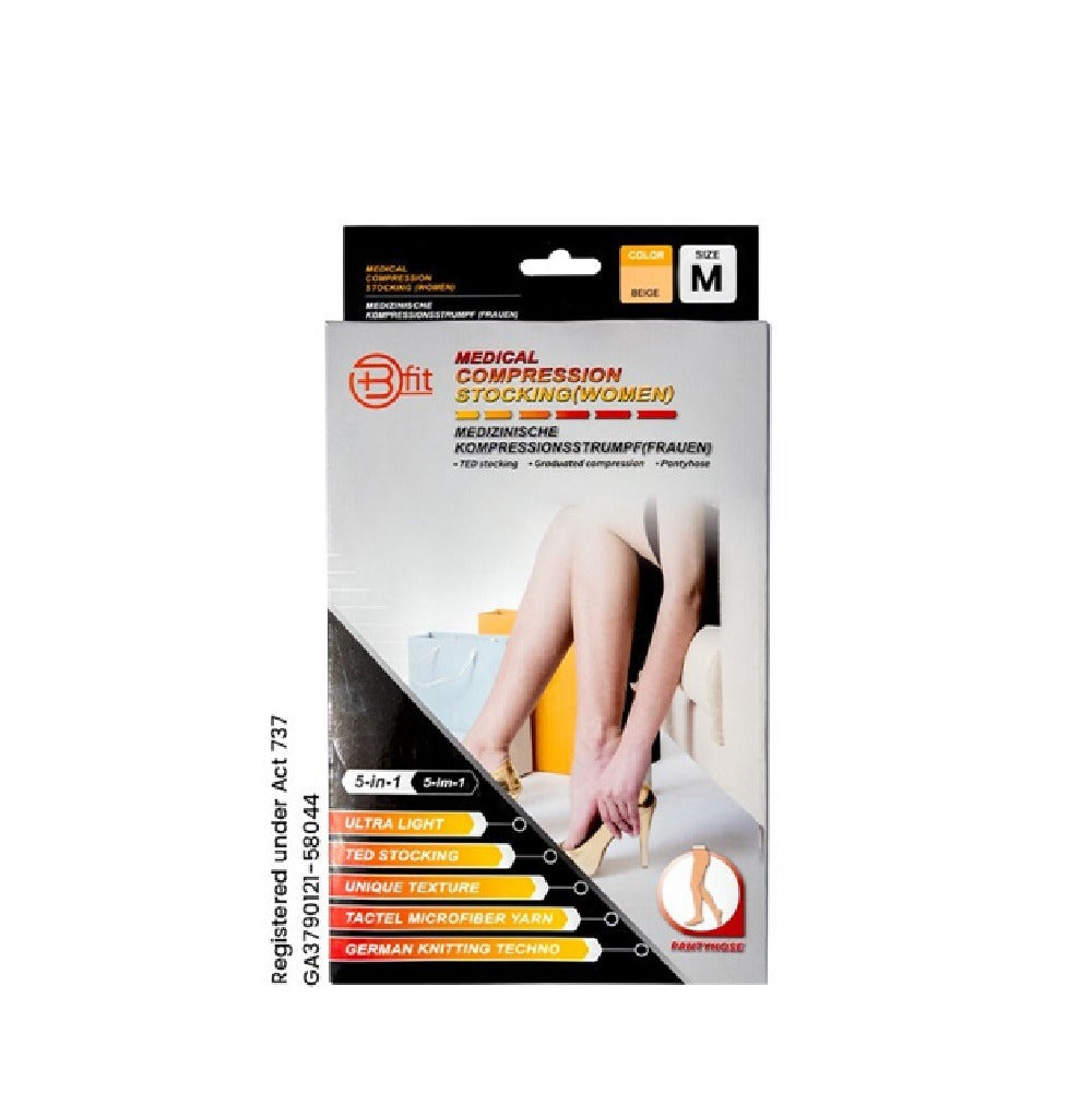 BFIT 5IN1 S182 MEDICAL COMPRESSION STOCK ING W/ANTI SLIP SILICONE - PANTHYHOSE M