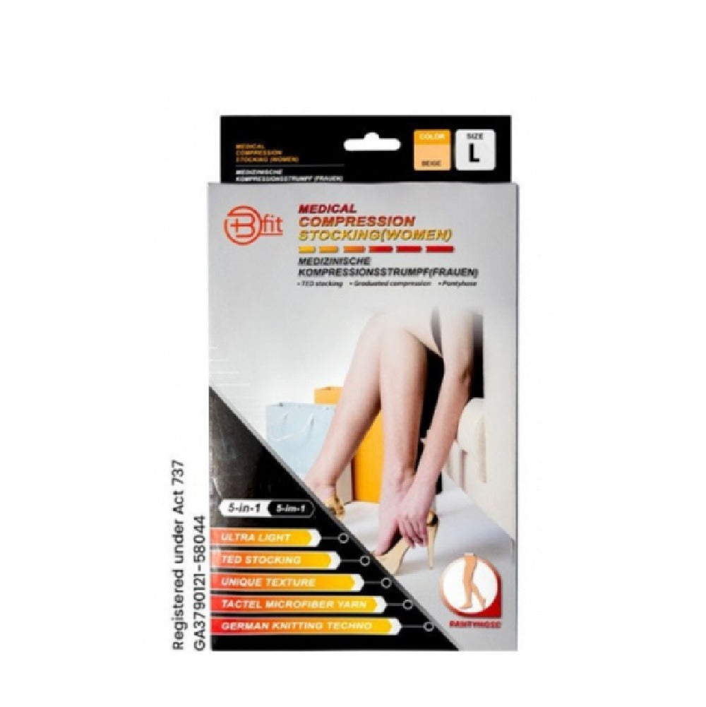 BFIT 5IN1 S182 MEDICAL COMPRESSION STOCK ING W/ANTI SLIP SILICONE - PANTHYHOSE L