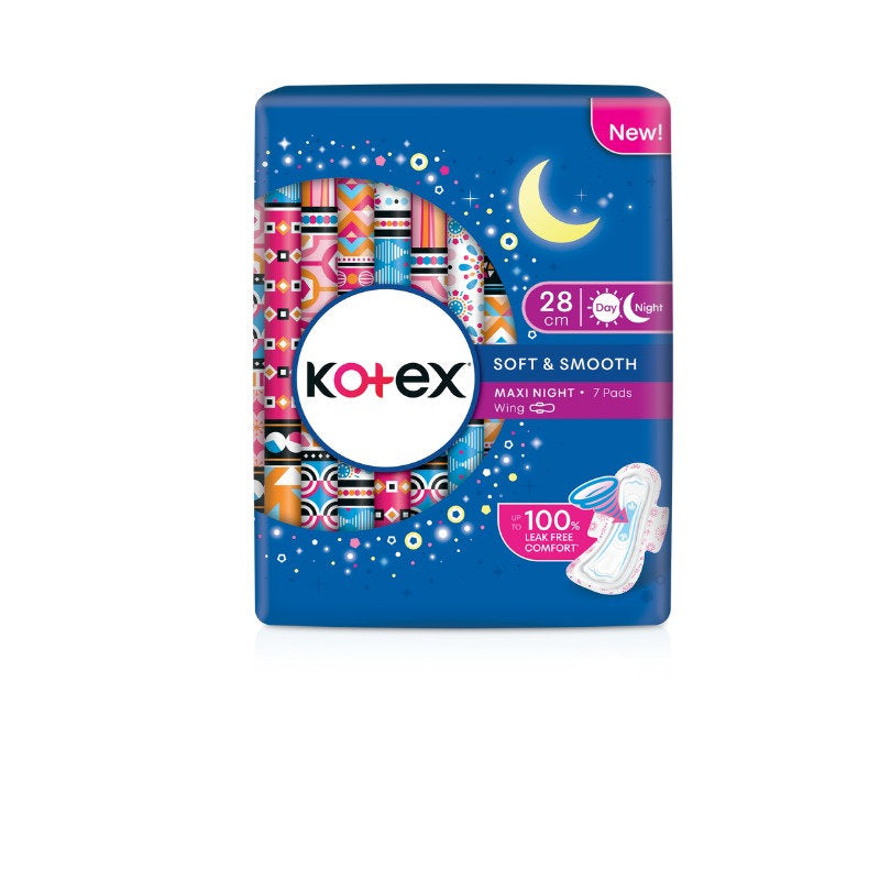 KOTEX SOFT & SMOOTH OVERNIGHT WING 28CM 7S