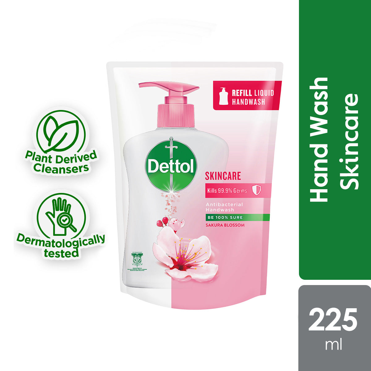DETTOL ANTIBACTERIAL HAND WASH LIQUID SKINCARE REFILL 225ML