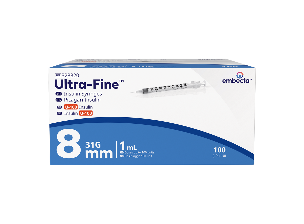 EMBECTA INSULIN SYRINGE 1ML 8MM 31G (328820) 100S