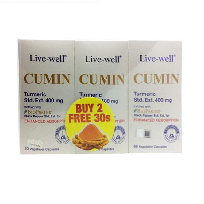 LIVE WELL CUMIN 400MG 60SX2 FOC 30S