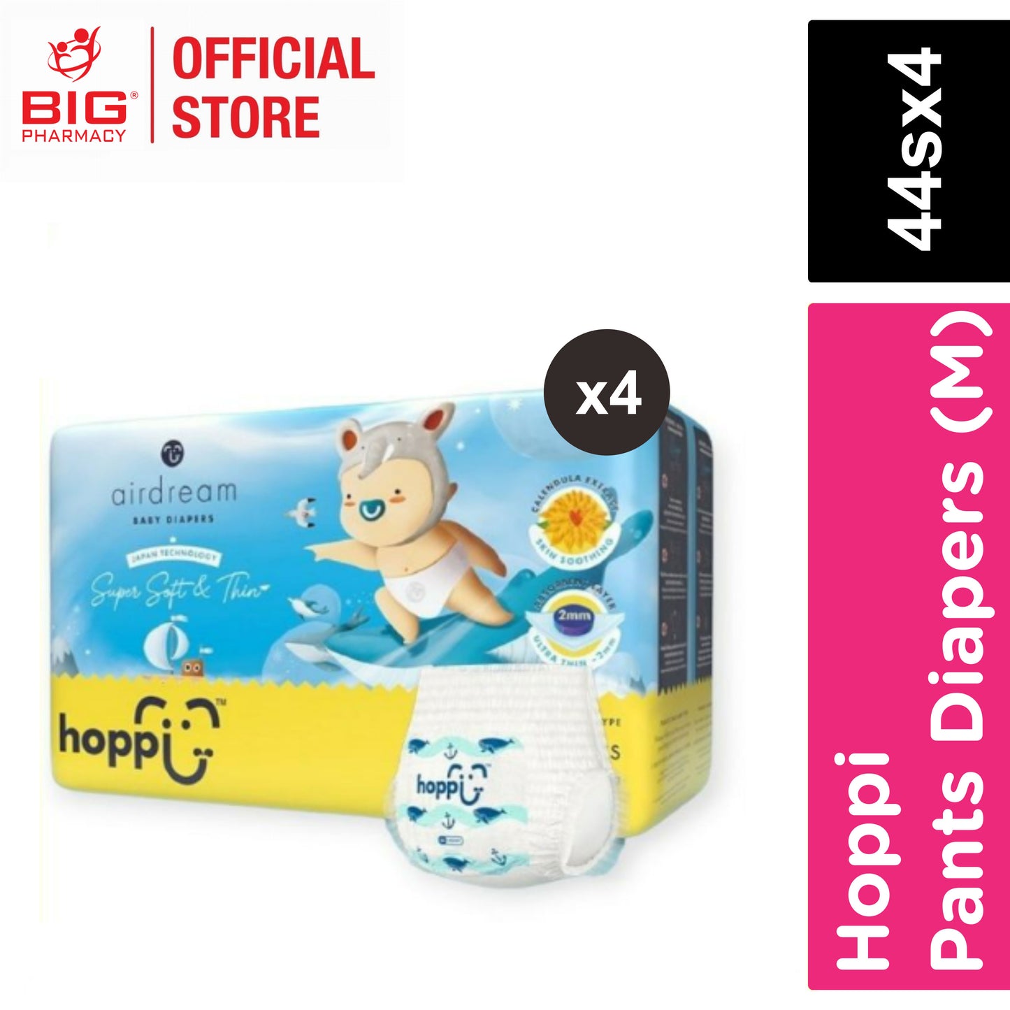 HOPPI PANTS DIAPERS M 44S X 4