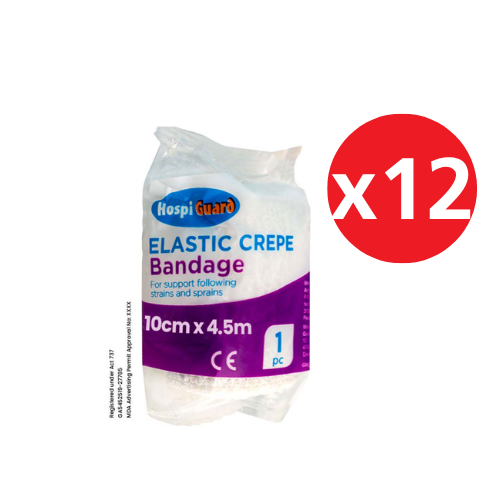 HOSPIGUARD ELASTIC CREPE BANDAGE 10CM X 4.5M 1S X 12