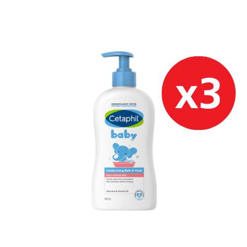CETAPHIL BABY ULTRA MOISTURISING BATH & WASH 400ML X3