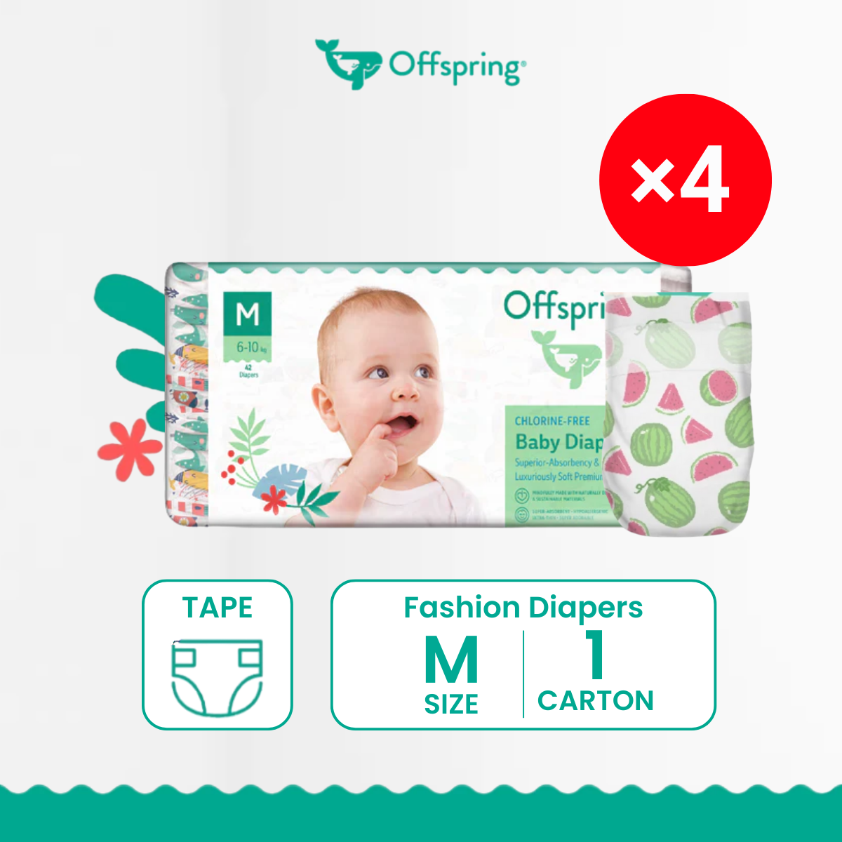 OFFSPRING FASHION DIAPERS M 42S x4